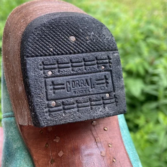 Corral Boots Turquoise Blue Leather Cortez Western Cowboy Boots Women's Size 10 - Picture 8 of 15